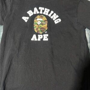 Bape Black Short Sleeve Tee with Camo Logo